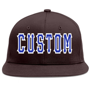 Custom Brown Royal-White Flat Eaves Sport Baseball Cap