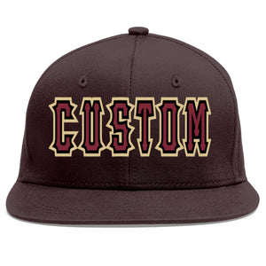 Casquette de baseball sport personnalisée marron cramoisi-noir Flat Eaves