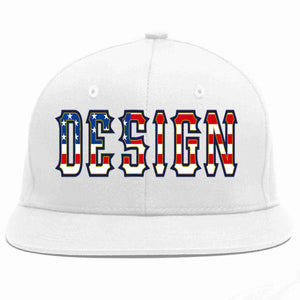 Custom White Vintage USA Flag-Gold Flat Eaves Sport Baseball Cap Design for Men/Women/Youth