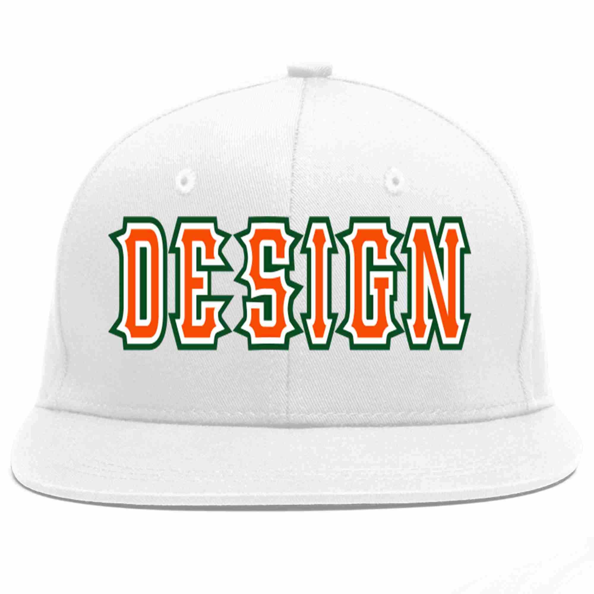 Custom White Orange-White Flat Eaves Sport Baseball Cap Design for Men/Women/Youth