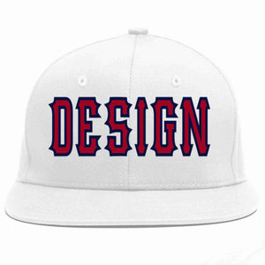 Conception personnalisée de casquette de baseball de sport à avant-toit plat blanc rouge-marine pour hommes/femmes/jeunes