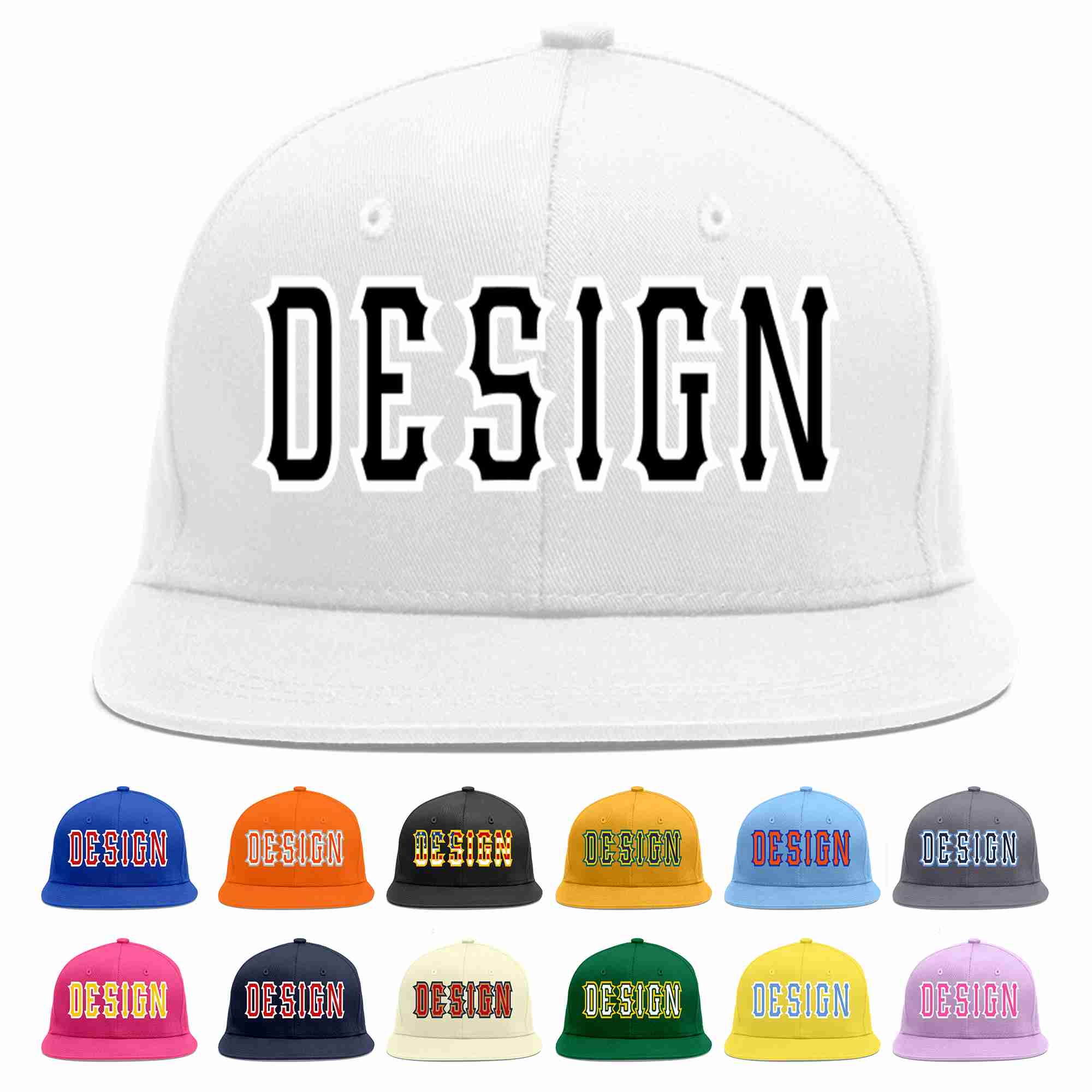 Custom White Black-White Flat Eaves Sport Baseball Cap Design for Men/Women/Youth