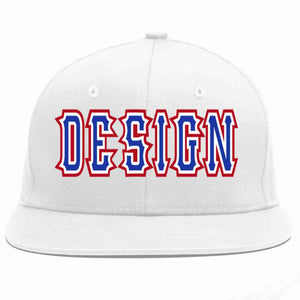 Conception personnalisée de casquette de baseball de sport à avant-toit plat blanc royal-blanc pour hommes/femmes/jeunes