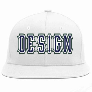 Conception personnalisée de casquette de baseball de sport à avant-toit plat blanc marine-blanc pour hommes/femmes/jeunes