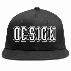 Conception personnalisée de casquette de baseball de sport à avant-toit plat noir blanc-noir pour hommes/femmes/jeunes