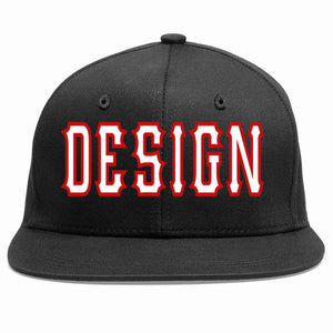 Conception personnalisée de casquette de baseball de sport à avant-toit plat noir blanc-rouge pour hommes/femmes/jeunes