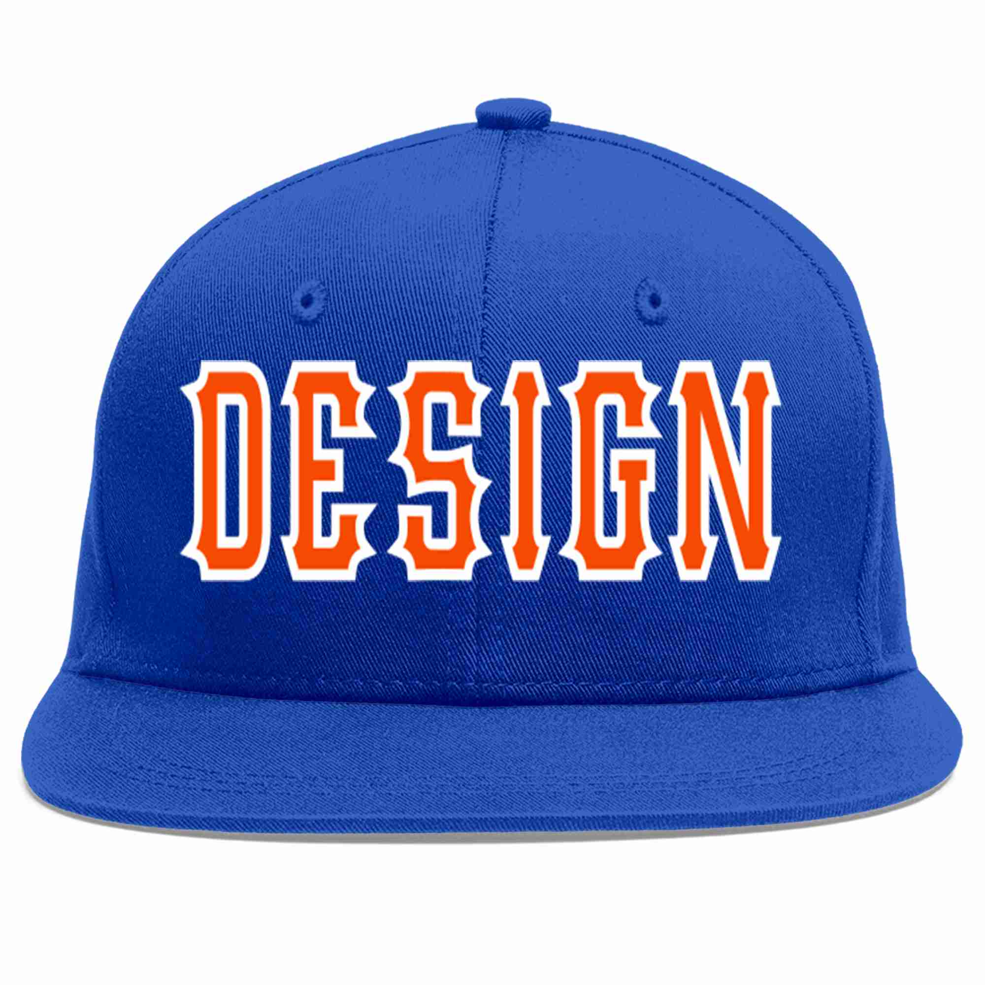 Custom Royal Orange-White Flat Eaves Sport Baseball Cap Design for Men/Women/Youth