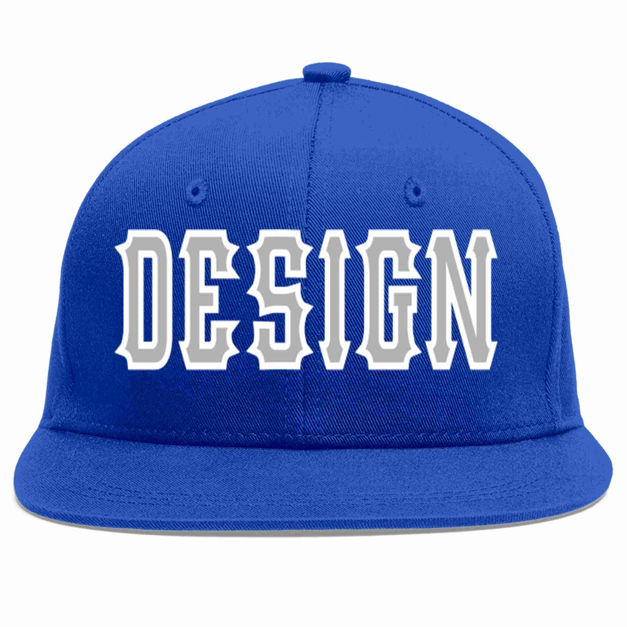 Custom Royal Gray-White Flat Eaves Sport Baseball Cap Design for Men/Women/Youth