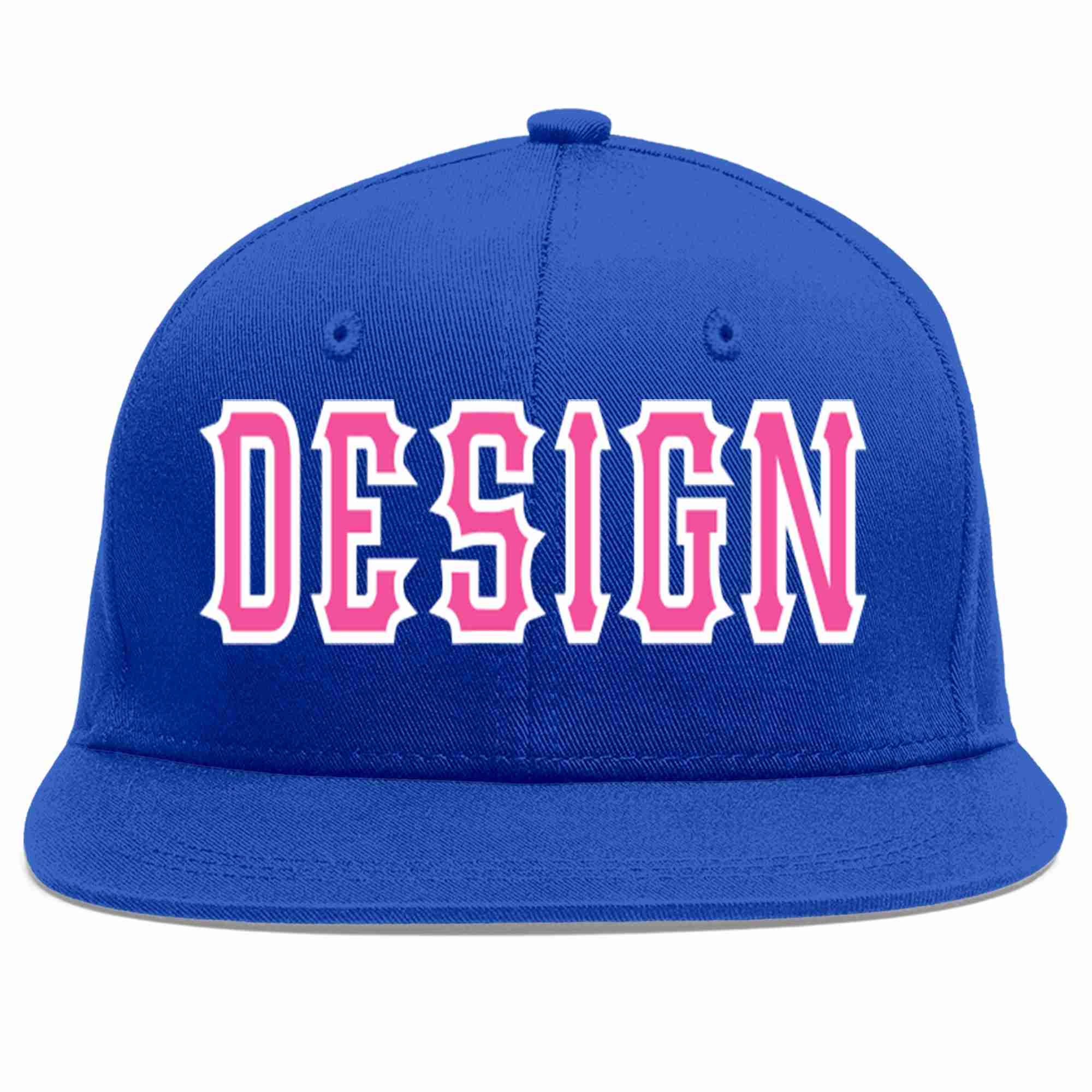 Custom Royal Pink-White Flat Eaves Sport Baseball Cap Design for Men/Women/Youth