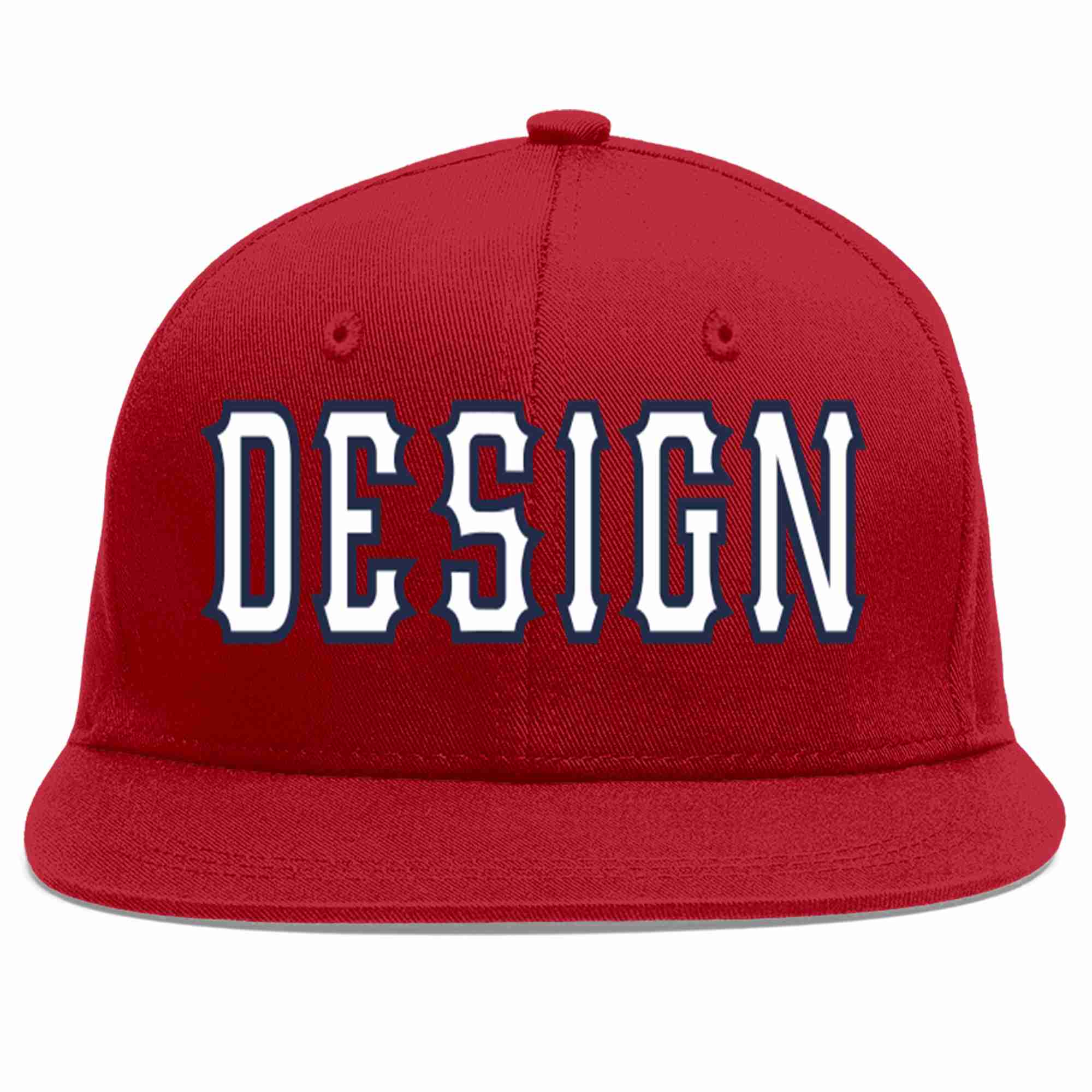 Custom Red White-Navy Flat Eaves Sport Baseball Cap Design for Men/Women/Youth