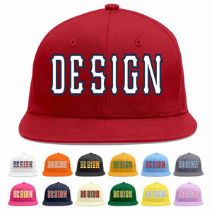 Conception personnalisée de casquette de baseball de sport à avant-toit plat rouge blanc-marine pour hommes/femmes/jeunes