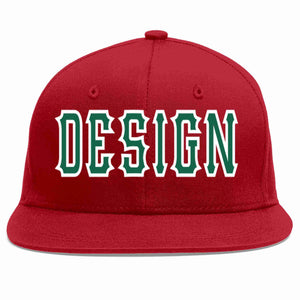 Conception personnalisée de casquette de baseball de sport à avant-toit plat rouge Kelly vert-blanc pour hommes/femmes/jeunes