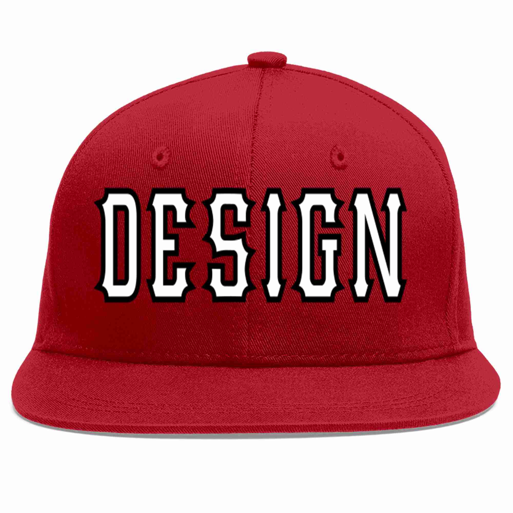 Custom Red White-Black Flat Eaves Sport Baseball Cap Design for Men/Women/Youth