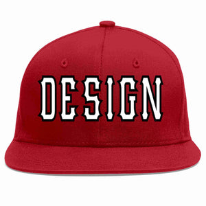 Conception personnalisée de casquette de baseball de sport à avant-toit plat rouge blanc-noir pour hommes/femmes/jeunes