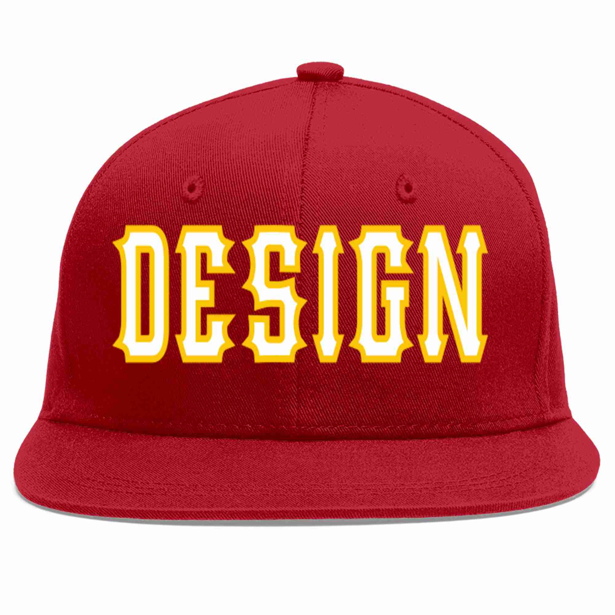 Conception personnalisée de casquette de baseball de sport à avant-toit plat rouge blanc-or pour hommes/femmes/jeunes