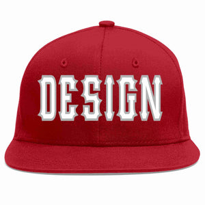 Custom Red White-Gray Flat Eaves Sport Baseball Cap Design for Men/Women/Youth