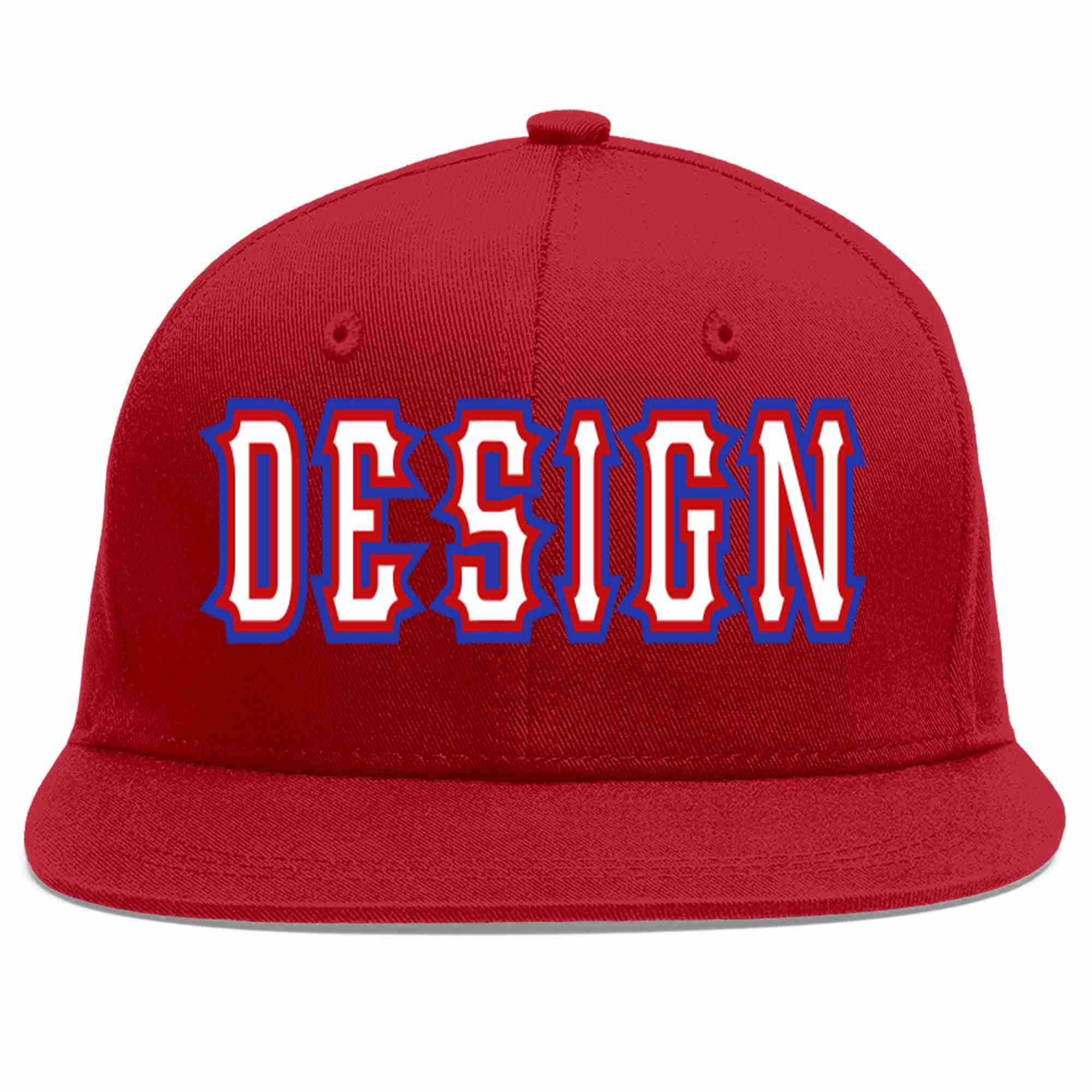 Conception personnalisée de casquette de baseball de sport à avant-toit plat rouge blanc-rouge pour hommes/femmes/jeunes