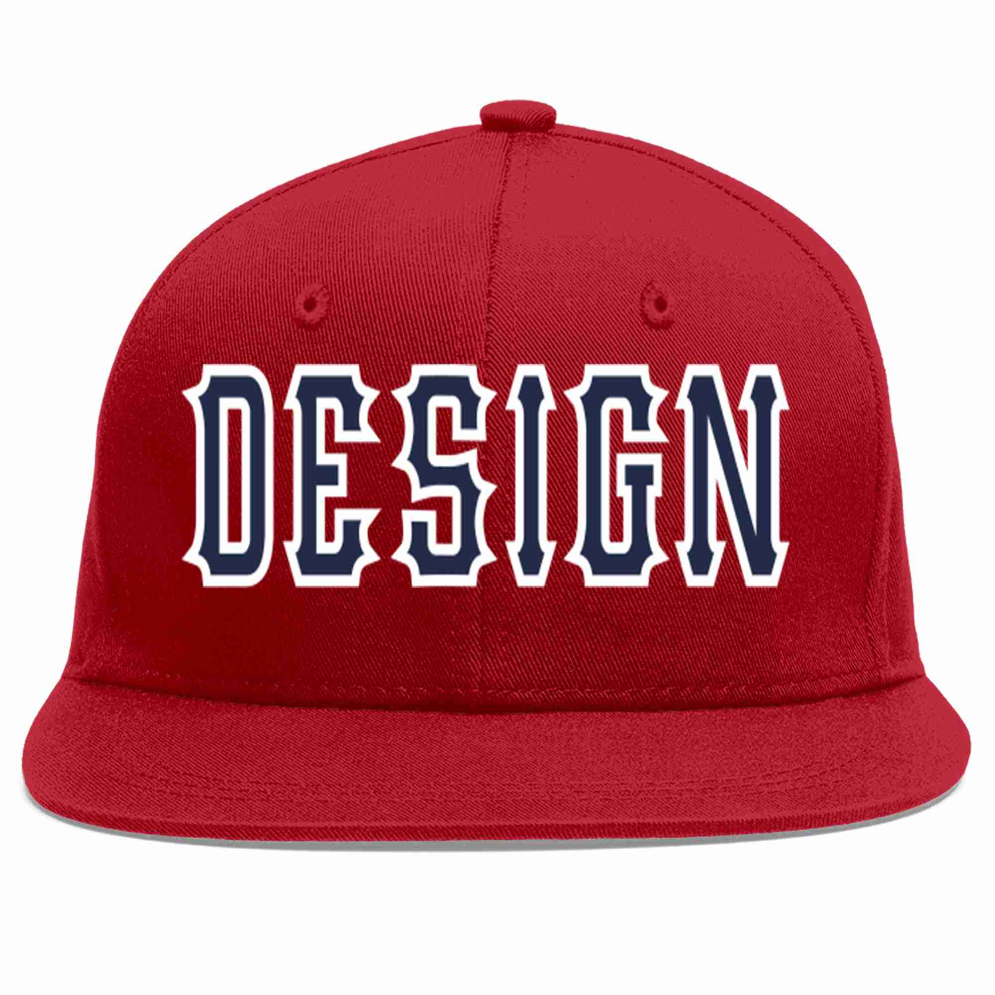 Custom Red Navy-White Flat Eaves Sport Baseball Cap Design for Men/Women/Youth