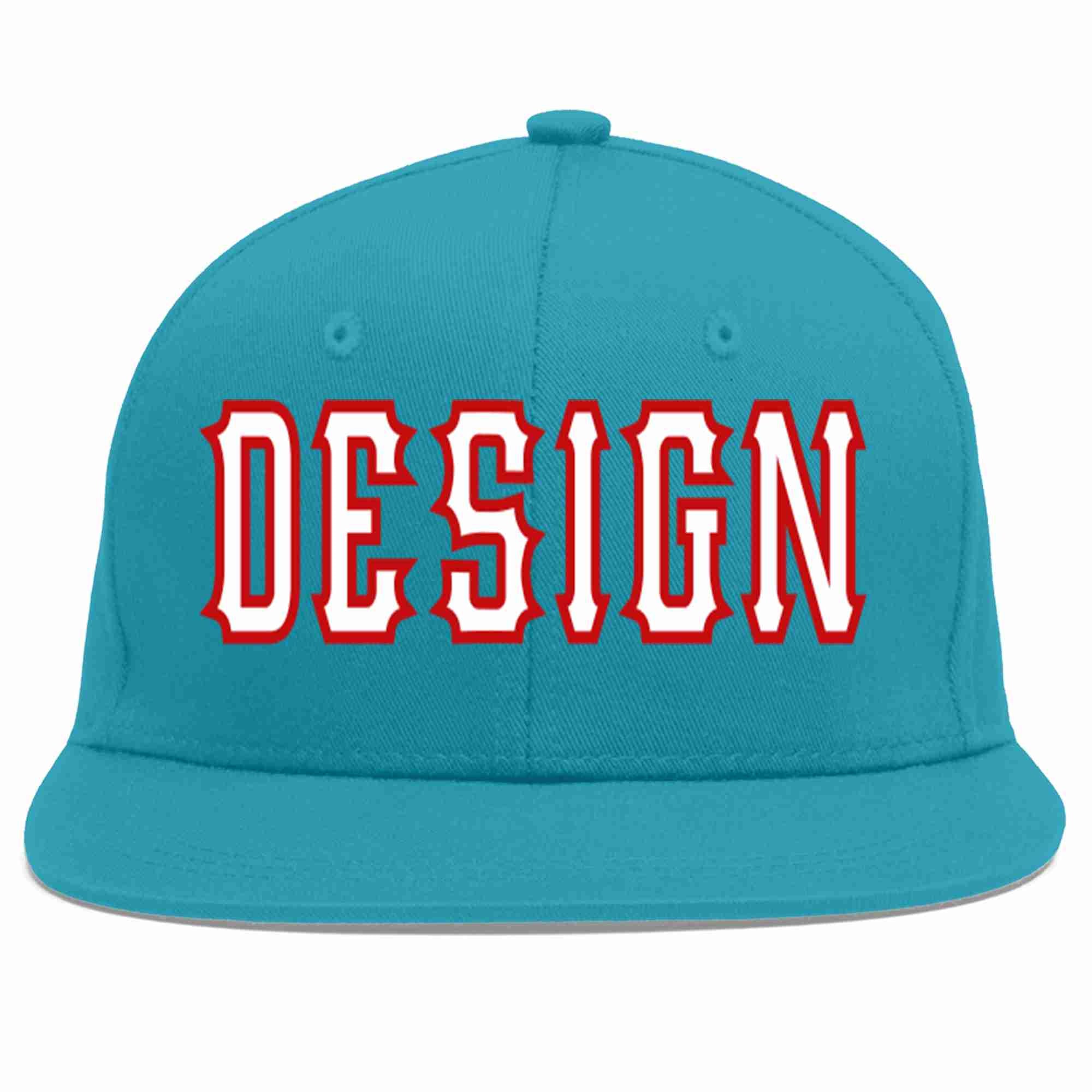 Conception personnalisée de casquette de baseball de sport à avant-toit plat blanc-rouge Aqua pour hommes/femmes/jeunes