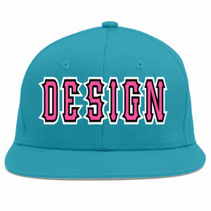 Custom Aqua Pink-Black Flat Eaves Sport Baseball Cap Design for Men/Women/Youth