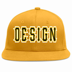 Custom Gold Black-Gold Flat Eaves Sport Baseball Cap Design for Men/Women/Youth