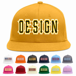 Custom Gold Black-Gold Flat Eaves Sport Baseball Cap Design for Men/Women/Youth