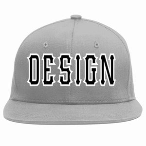 Custom Gray Black-White Flat Eaves Sport Baseball Cap Design for Men/Women/Youth