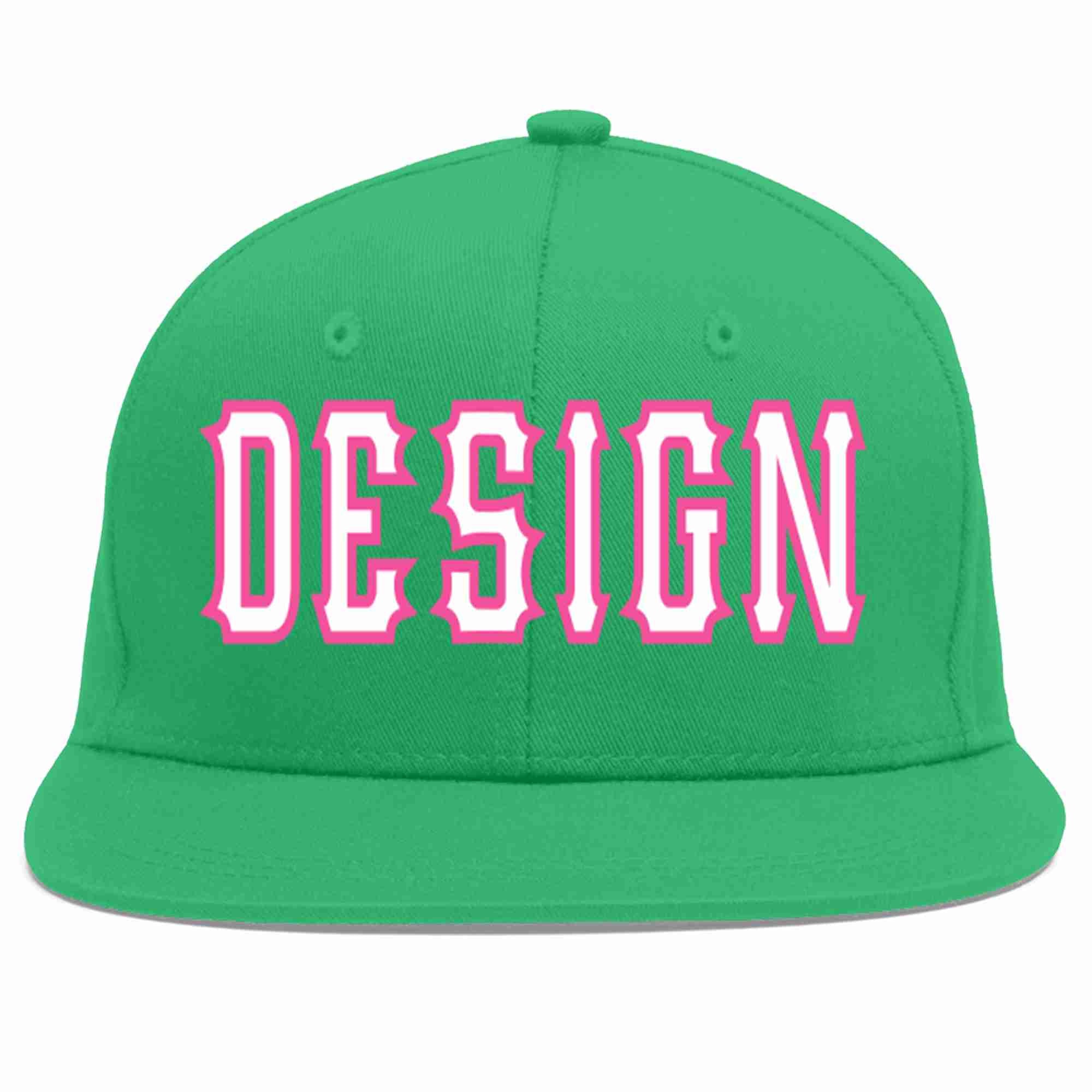 Custom Teal White-Pink Flat Eaves Sport Baseball Cap