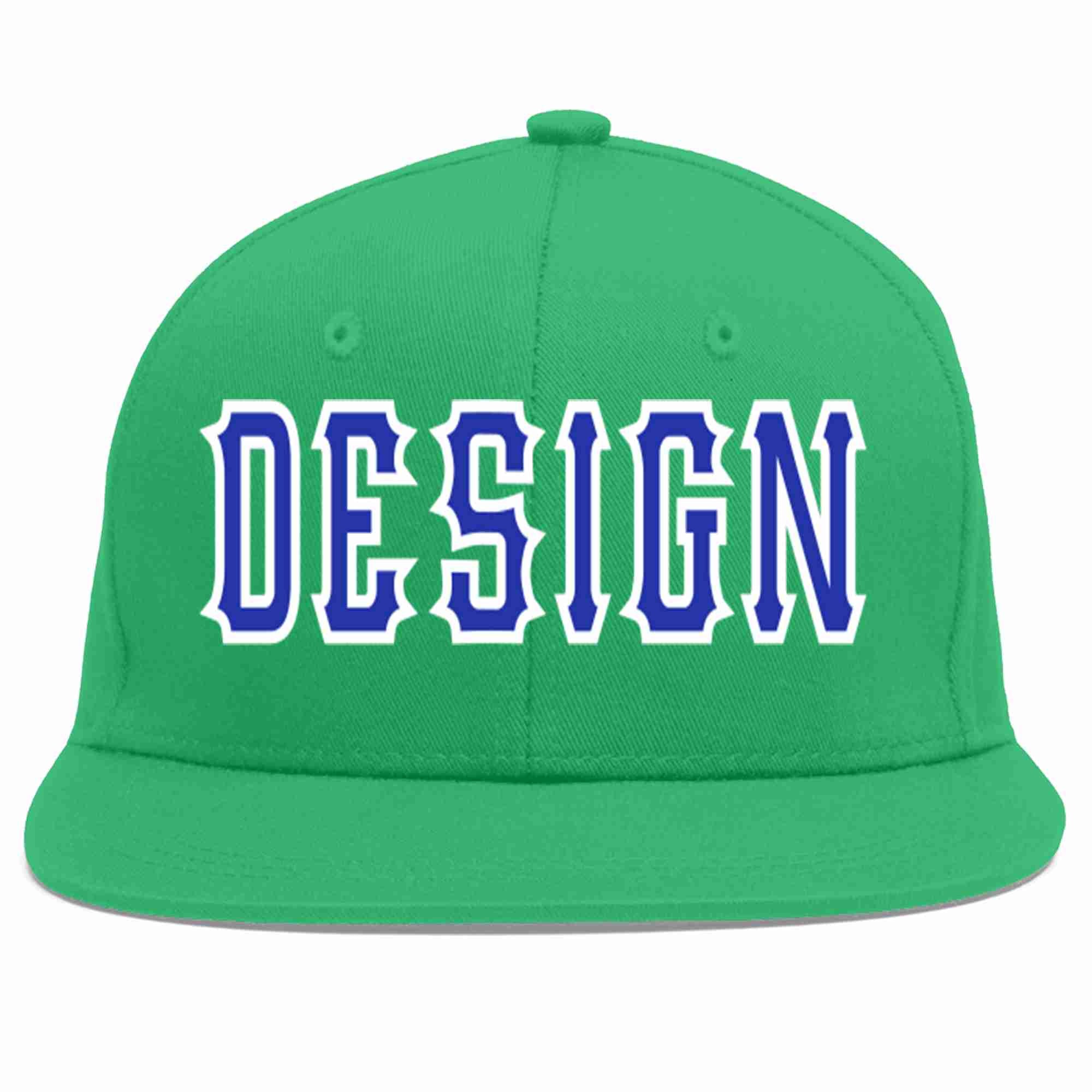 Custom Teal Royal-White Flat Eaves Sport Baseball Cap