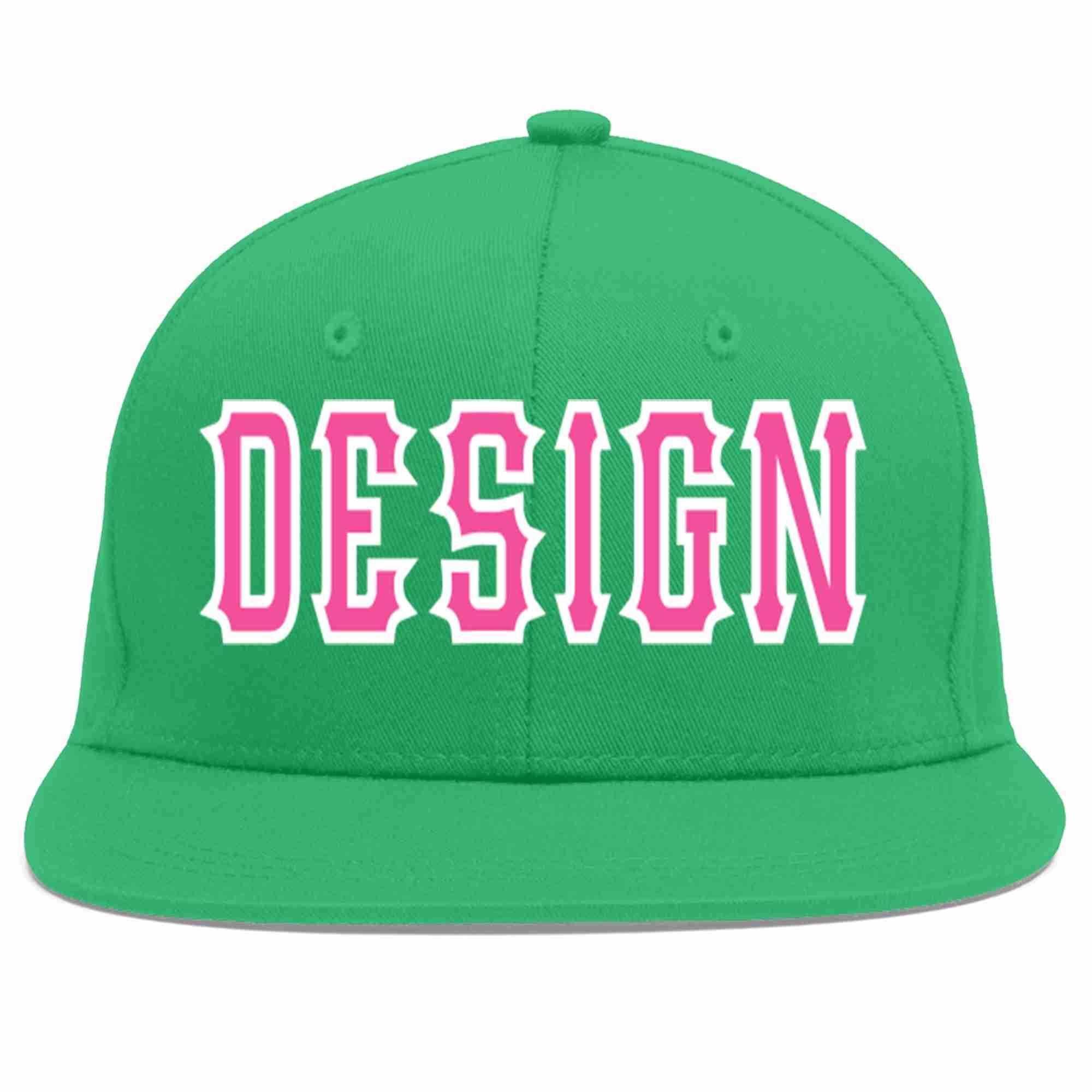 Custom Teal Pink-White Flat Eaves Sport Baseball Cap