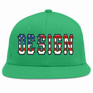 Custom Teal Vintage USA Flag-Gold Flat Eaves Sport Baseball Cap