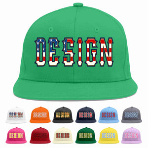 Custom Teal Vintage USA Flag-Gold Flat Eaves Sport Baseball Cap