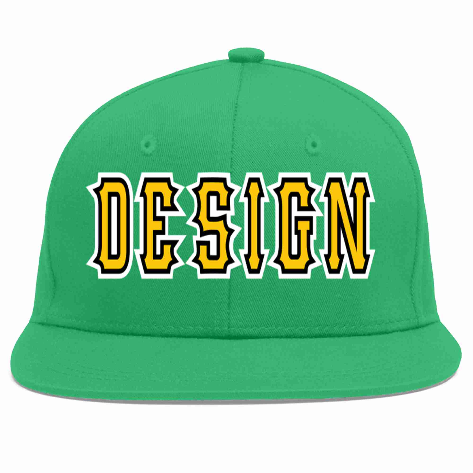 Custom Teal Gold-Black Flat Eaves Sport Baseball Cap