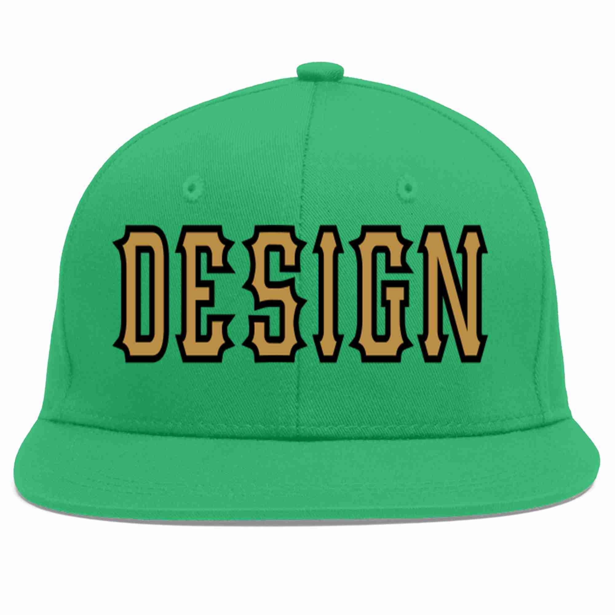 Custom Teal Old Gold-Black Flat Eaves Sport Baseball Cap