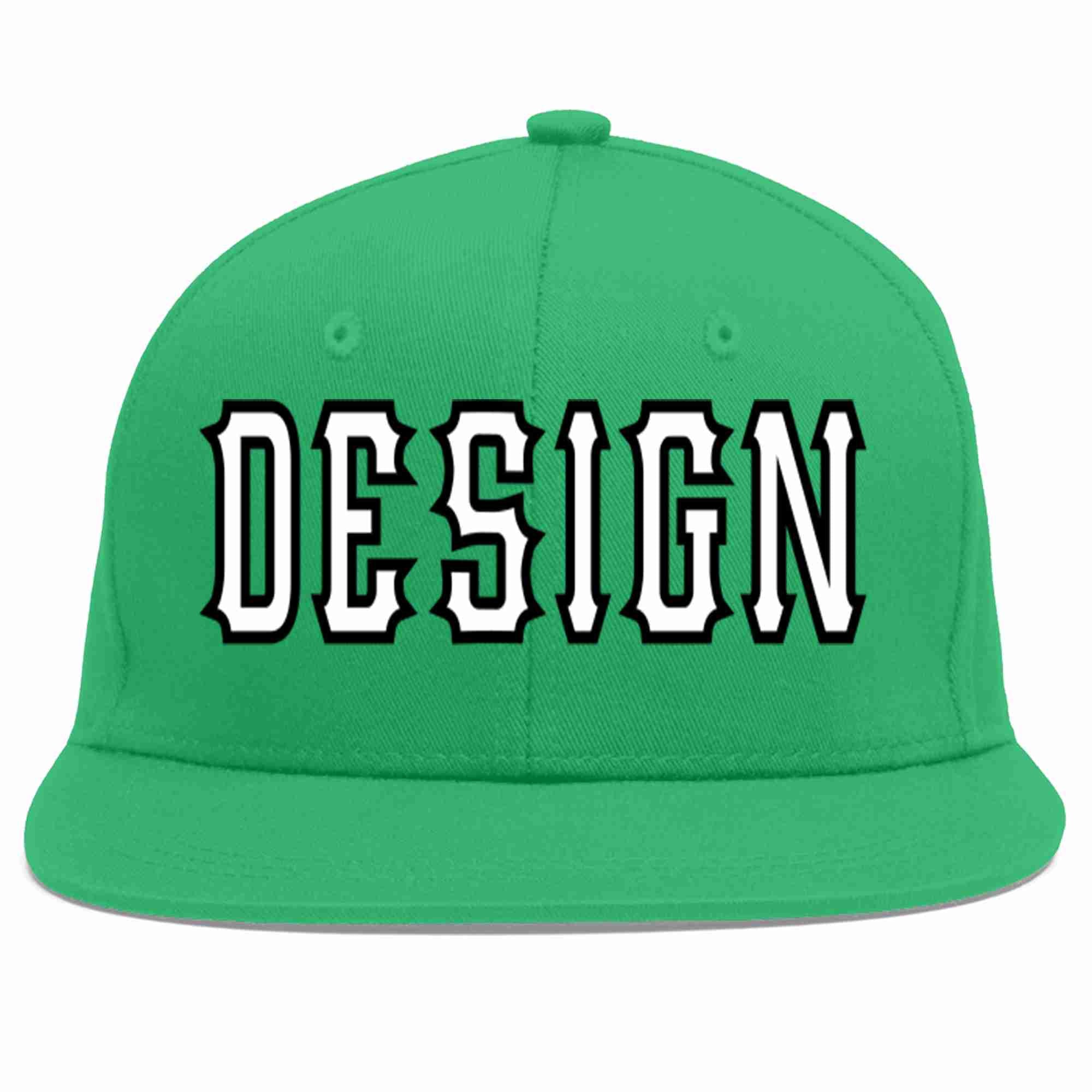 Custom Teal White-Black Flat Eaves Sport Baseball Cap