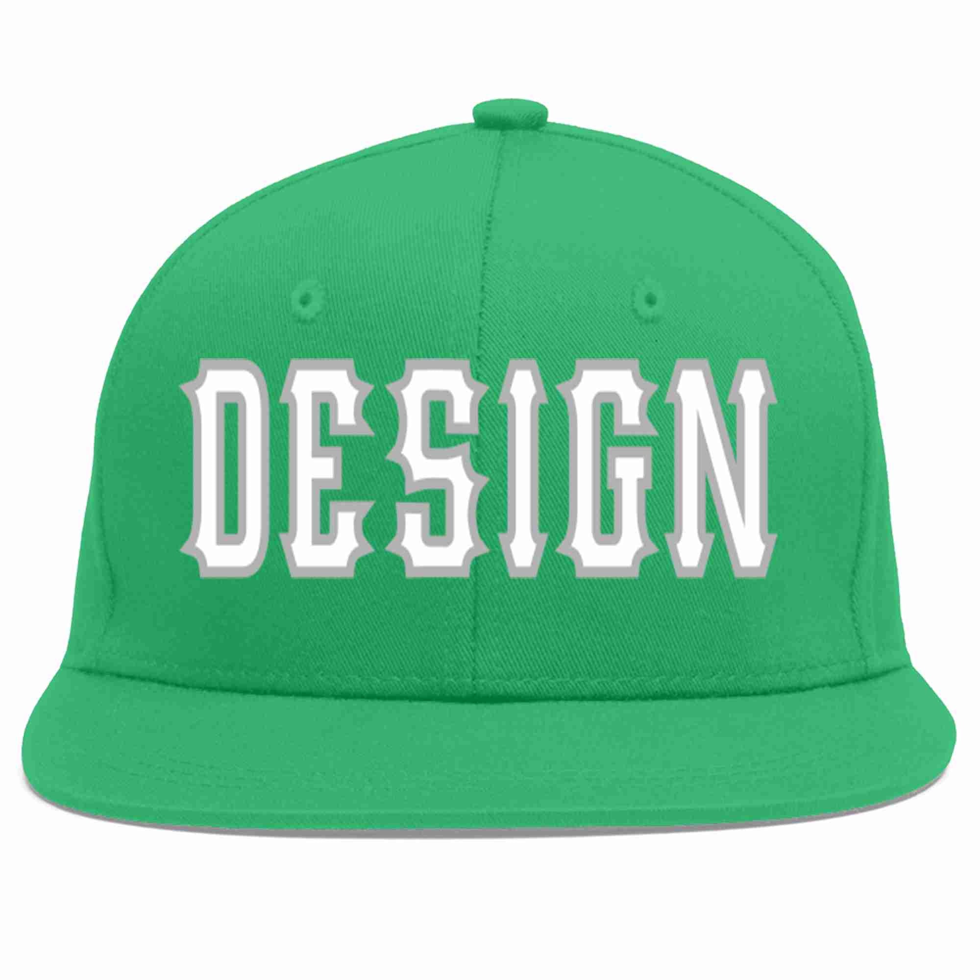 Custom Teal White-Gray Flat Eaves Sport Baseball Cap