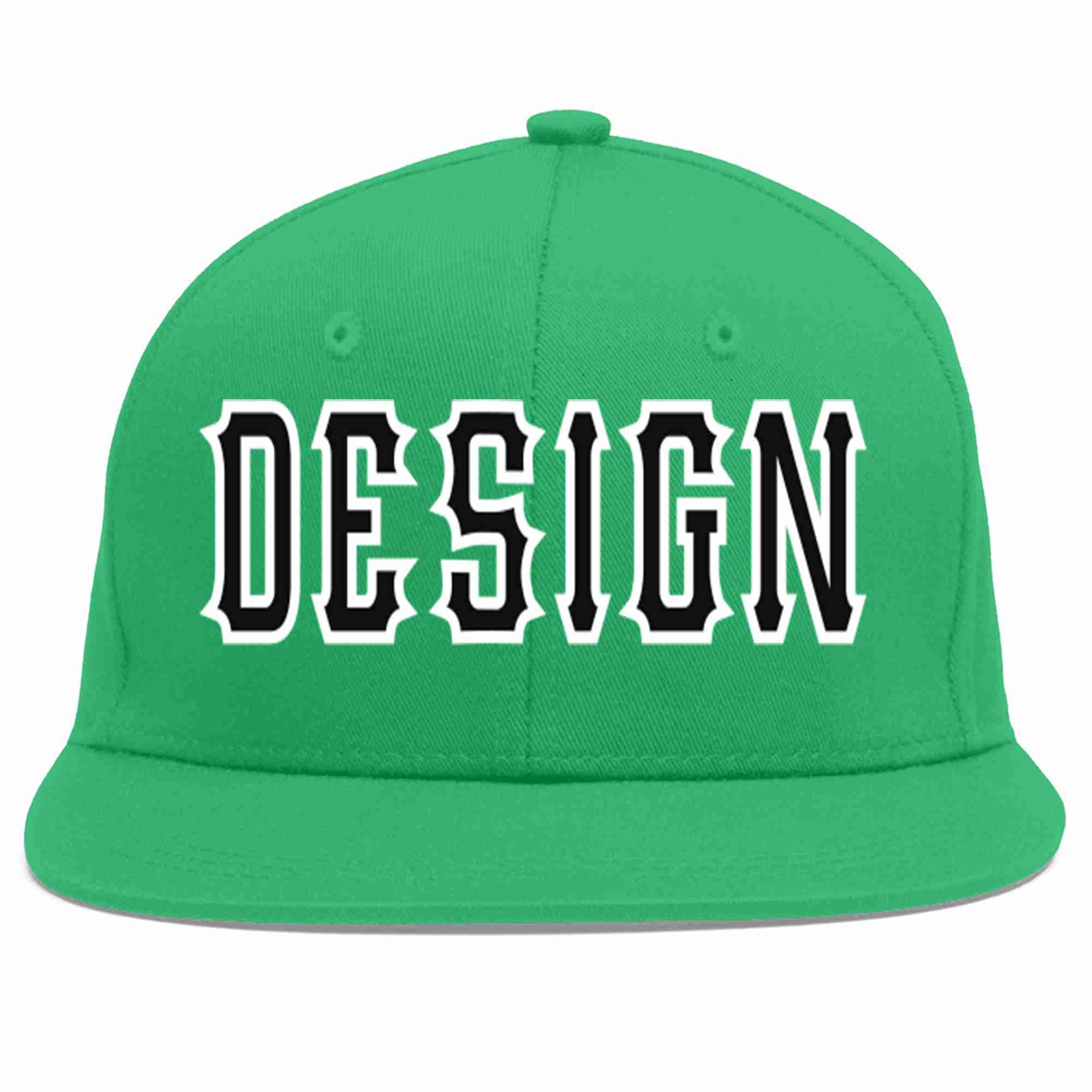 Custom Teal Black-White Flat Eaves Sport Baseball Cap