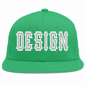 Custom Teal Gray-White Flat Eaves Sport Baseball Cap