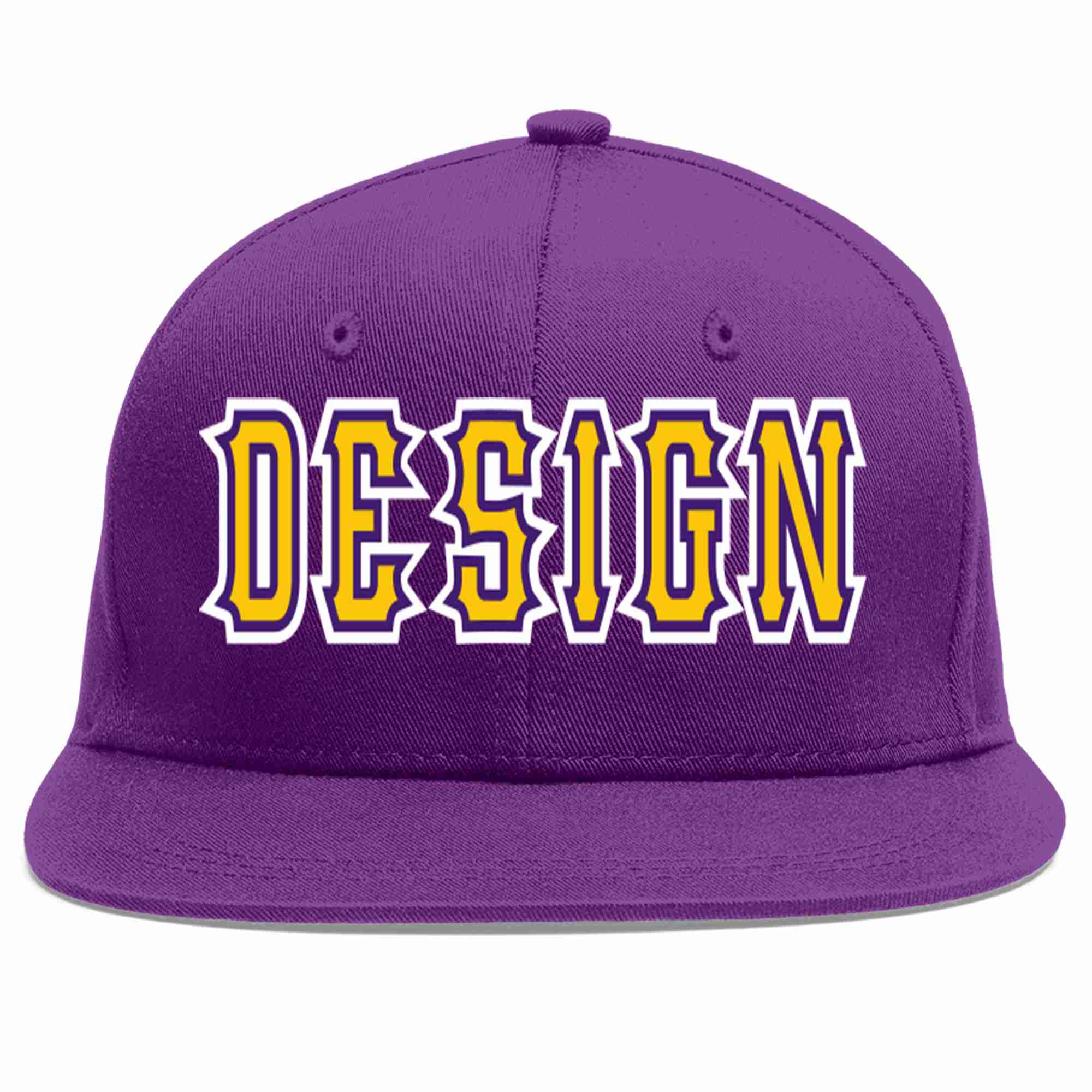 Conception personnalisée de casquette de baseball de sport à avant-toit plat violet or-violet pour hommes/femmes/jeunes