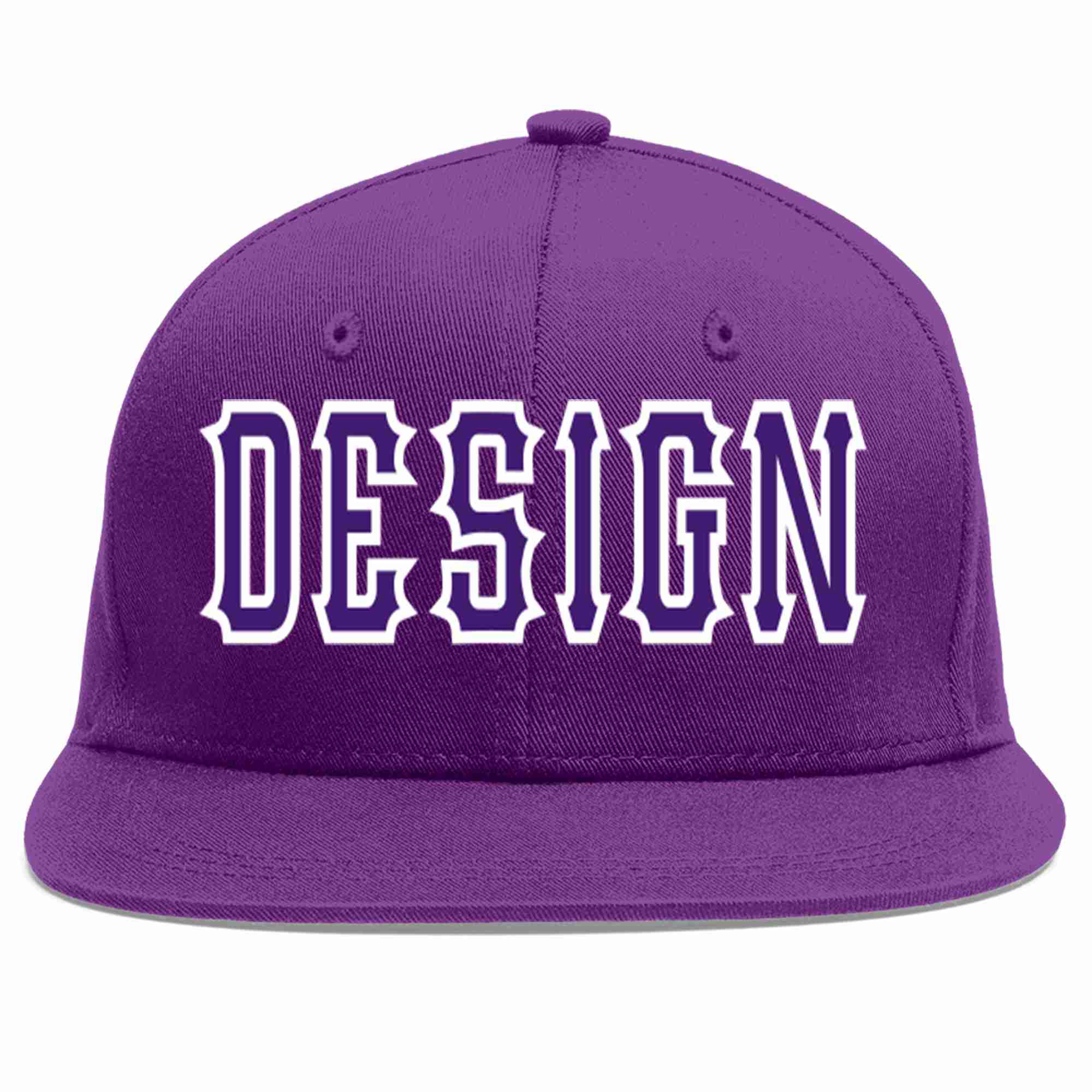 Conception personnalisée de casquette de baseball de sport à avant-toit plat violet violet-blanc pour hommes/femmes/jeunes