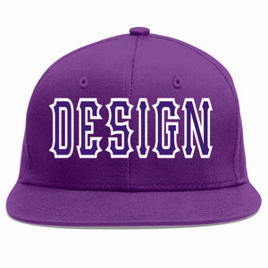 Custom Purple purple-White Flat Eaves Sport Baseball Cap Design for Men/Women/Youth