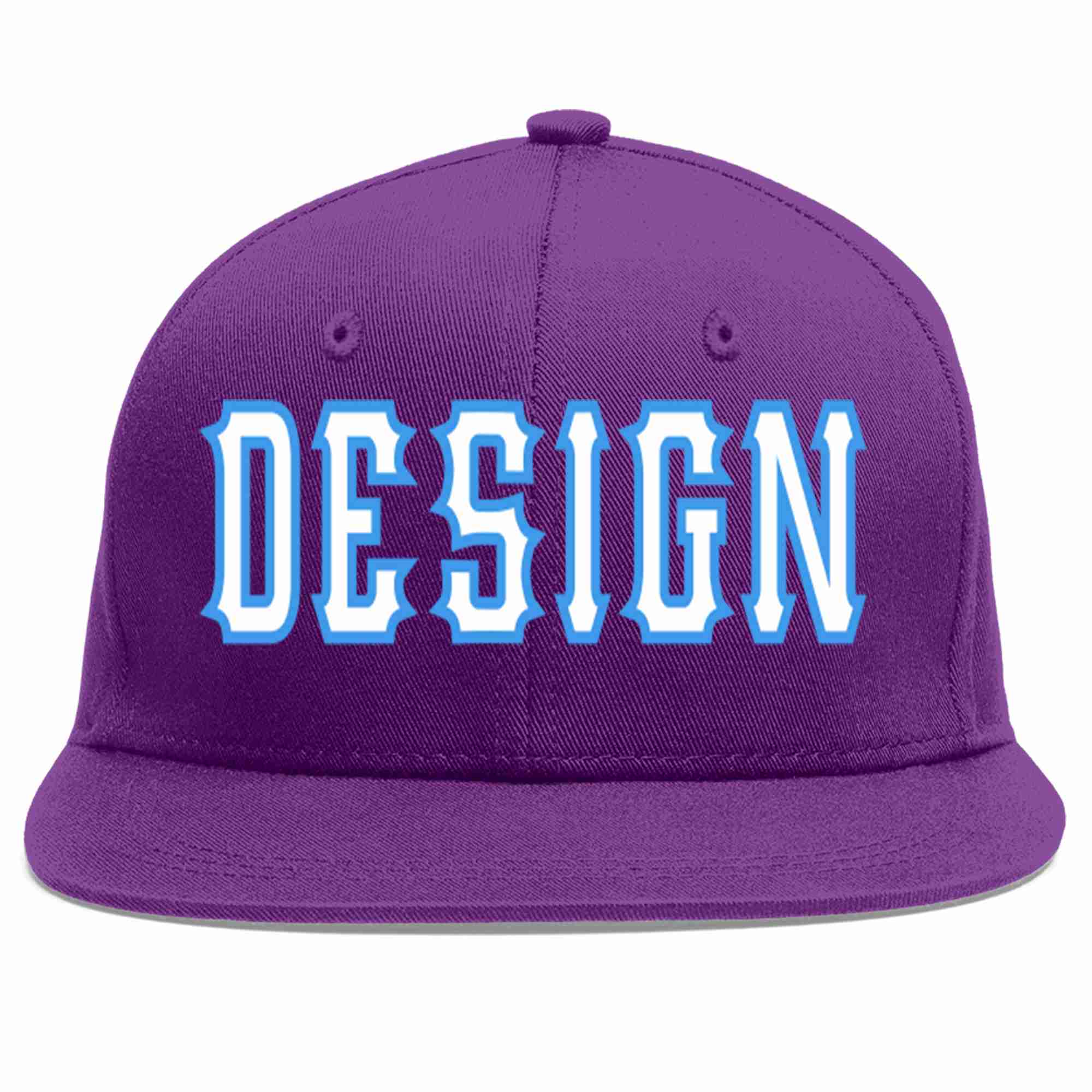 Custom Purple White-Powder Blue Flat Eaves Sport Baseball Cap Design for Men/Women/Youth