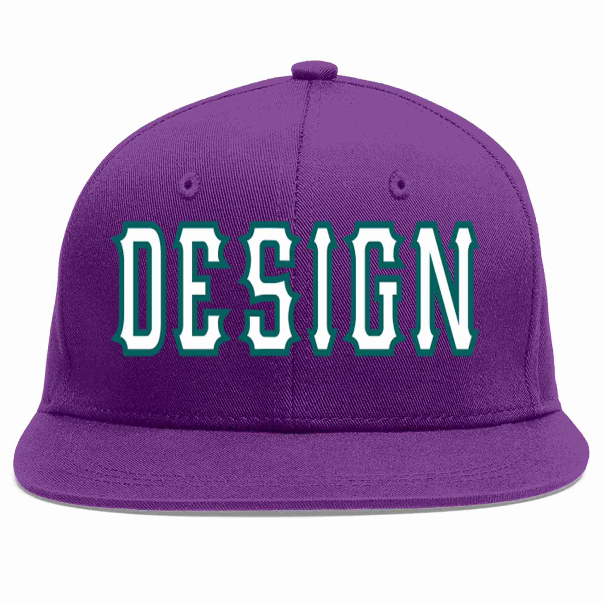 Conception personnalisée de casquette de baseball de sport à Eaves plates violet blanc-aqua pour hommes/femmes/jeunes