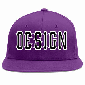 Conception personnalisée de casquette de baseball de sport à avant-toit plat violet noir-blanc pour hommes/femmes/jeunes