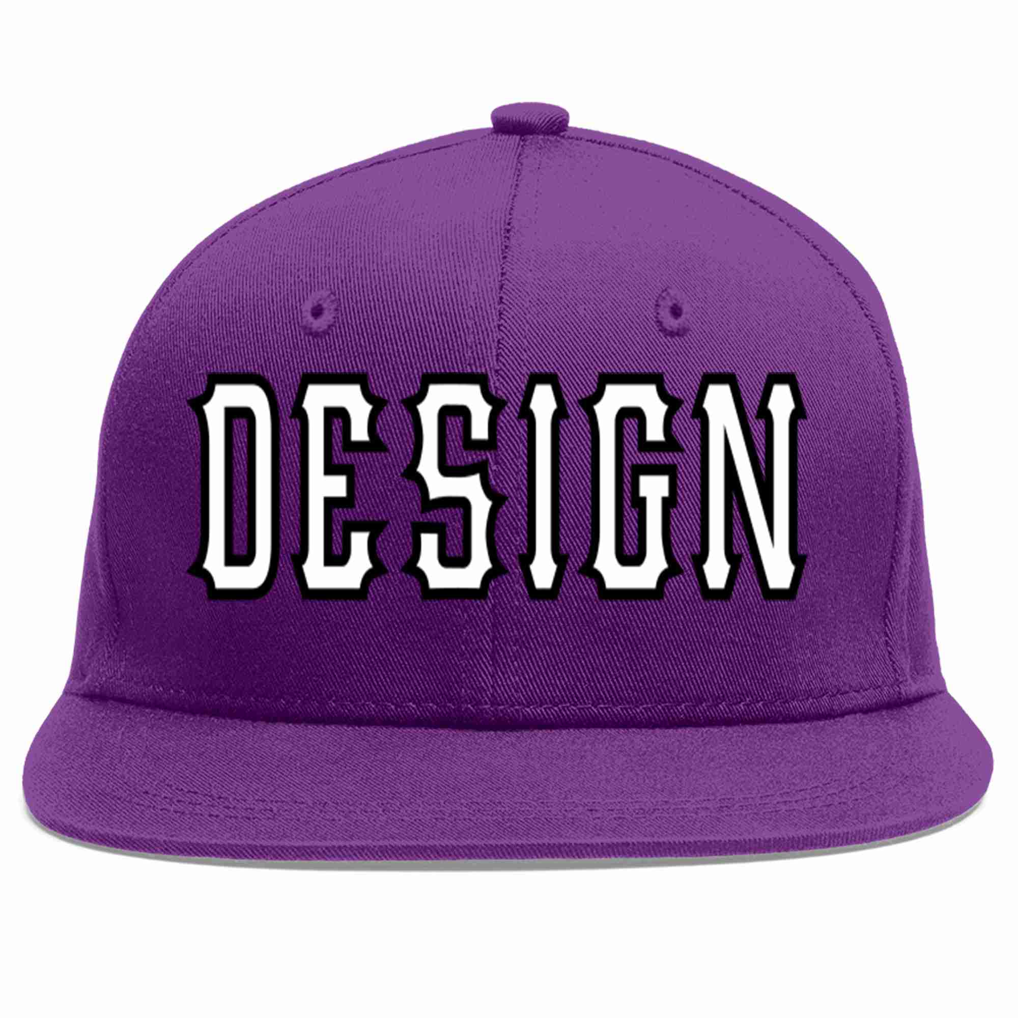 Conception personnalisée de casquette de baseball de sport à avant-toit plat violet blanc-noir pour hommes/femmes/jeunes