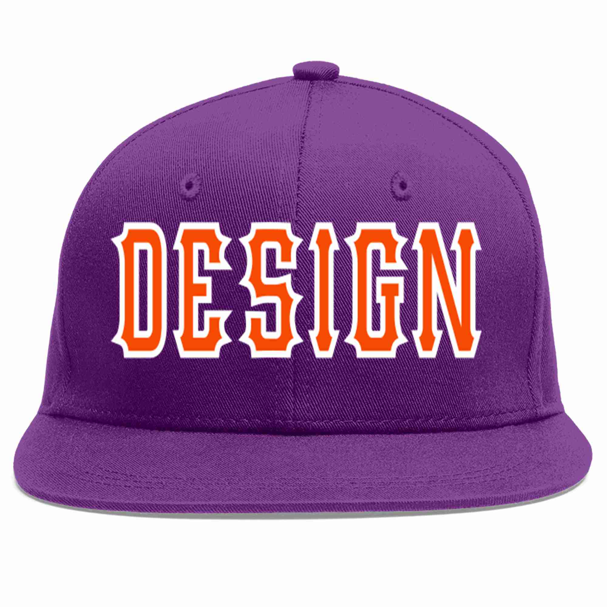 Conception personnalisée de casquette de baseball de sport à avant-toit plat violet orange-blanc pour hommes/femmes/jeunes