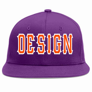 Conception personnalisée de casquette de baseball de sport à avant-toit plat violet orange-blanc pour hommes/femmes/jeunes