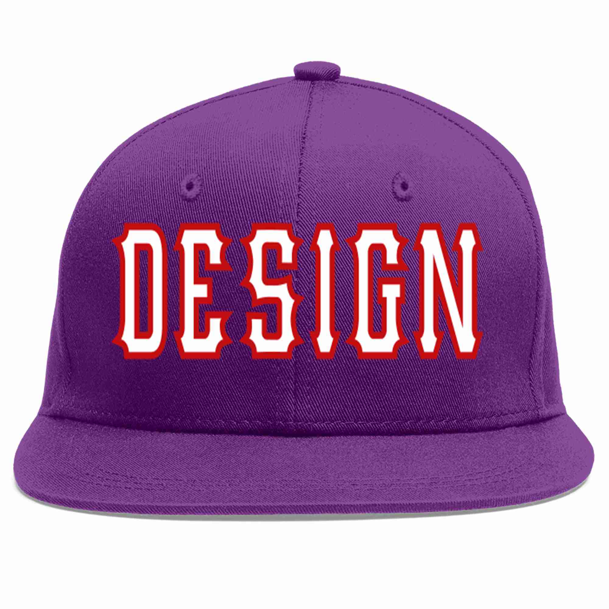 Conception personnalisée de casquette de baseball de sport à avant-toit plat violet blanc-rouge pour hommes/femmes/jeunes