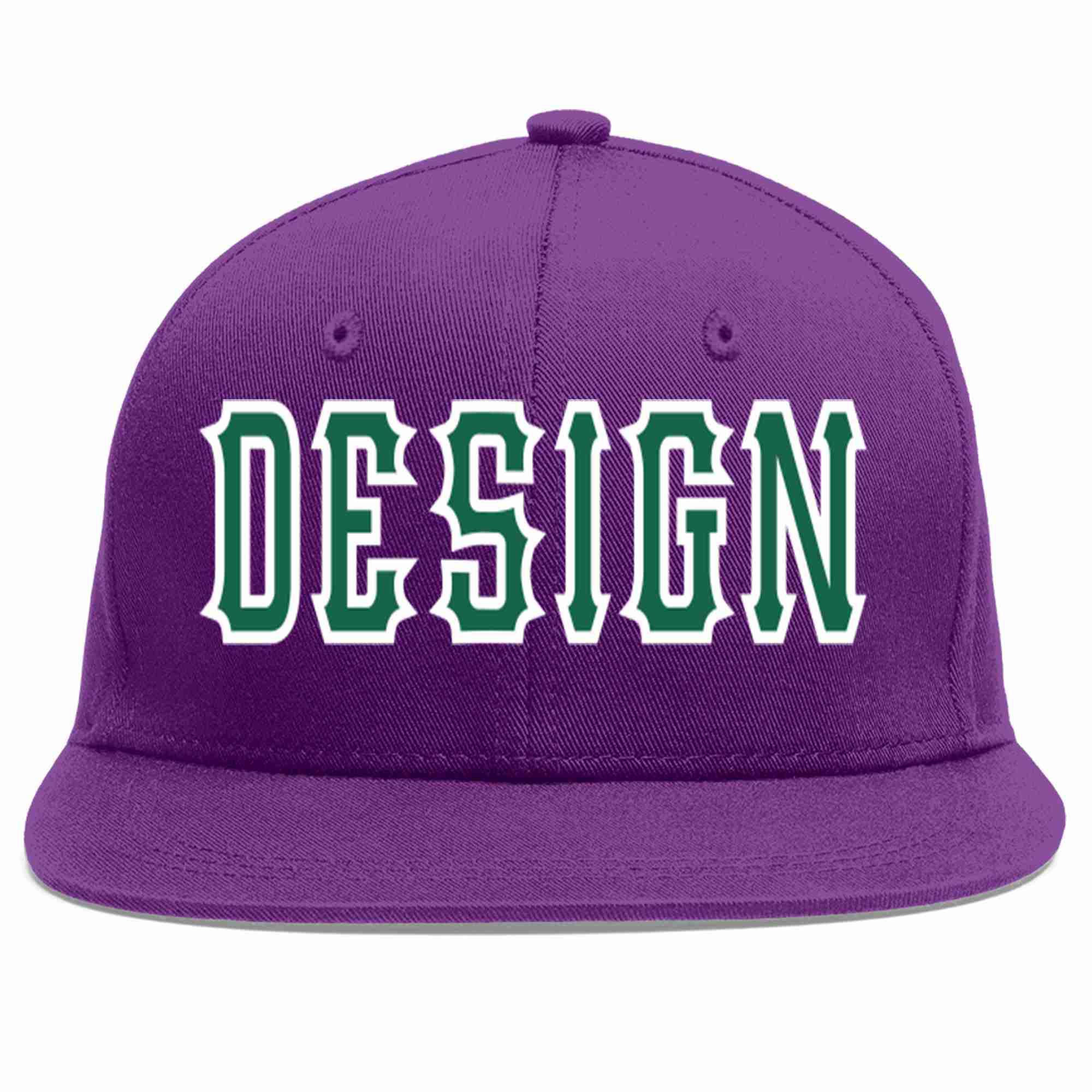 Conception personnalisée de casquette de baseball de sport à avant-toit plat vert-blanc violet Kelly pour hommes/femmes/jeunes