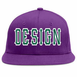 Conception personnalisée de casquette de baseball de sport à avant-toit plat vert-blanc violet Kelly pour hommes/femmes/jeunes